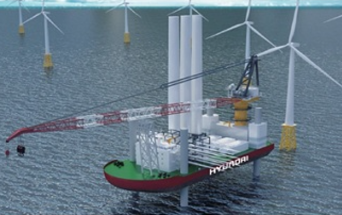 국내 최초 개발 해상풍력 전용 설치선 ‘현대프론티어호’ 출항