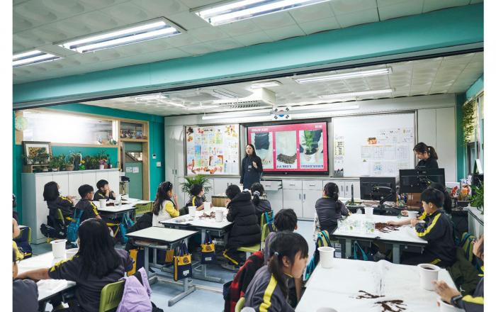 현대글로비스, 초등학교 4곳에 교실 숲 조성 봉사활동 펼쳐