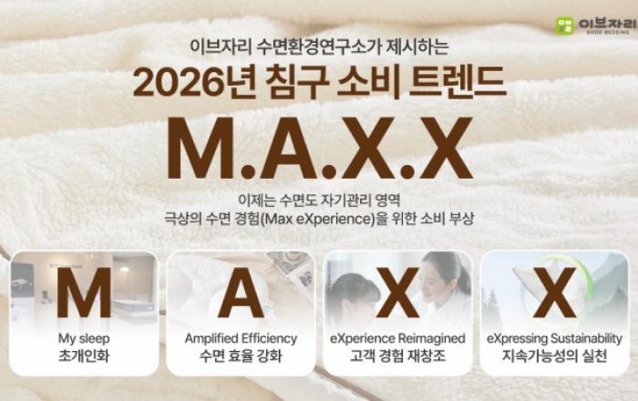 이브자리, 2026년 침구 소비 트렌드는 ‘M.A.X.X’